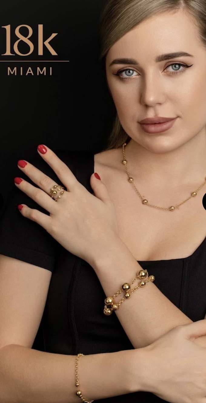 18k Miami gold necklace and bracelets